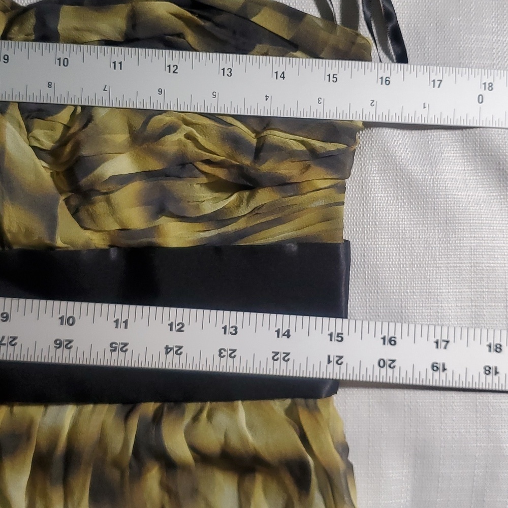 Calvin Klein Women's 100% Silk Spaghetti Strap Dress Black and Yellow Size 8 - Picture 10 of 11